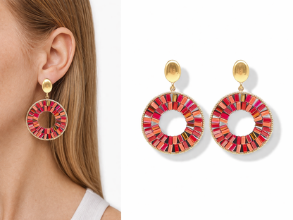 Ohrhänger Ohrringe Goldfarben Rot Orange Crystal Statement Nickelfrei Wauw