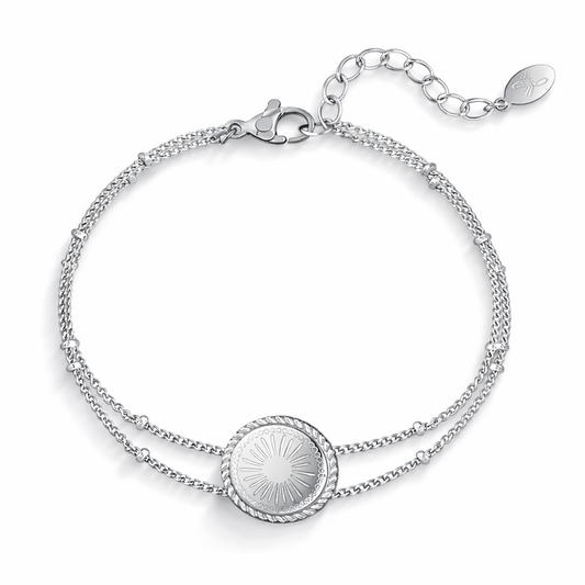 Armband Doppelgliedarmband Münze Silberfarben Nickelfrei elegant Yehwang