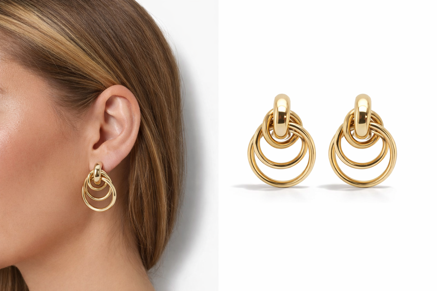 Ohrhänger Ohrringe Goldfarben Ringe Nickelfrei Trend Yehwang