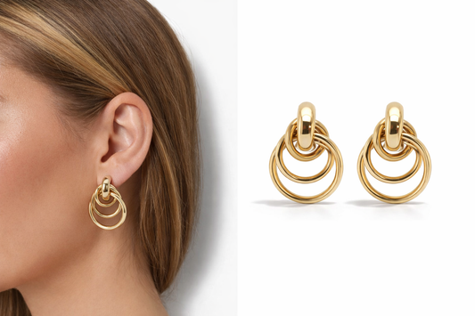 Ohrhänger Ohrringe Goldfarben Ringe Nickelfrei Trend Yehwang