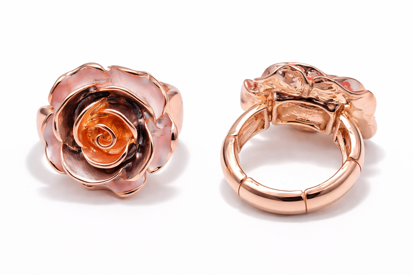 Ring Elastischer Ring Emailliertem Volant Rosen-Design Blumen Amorino