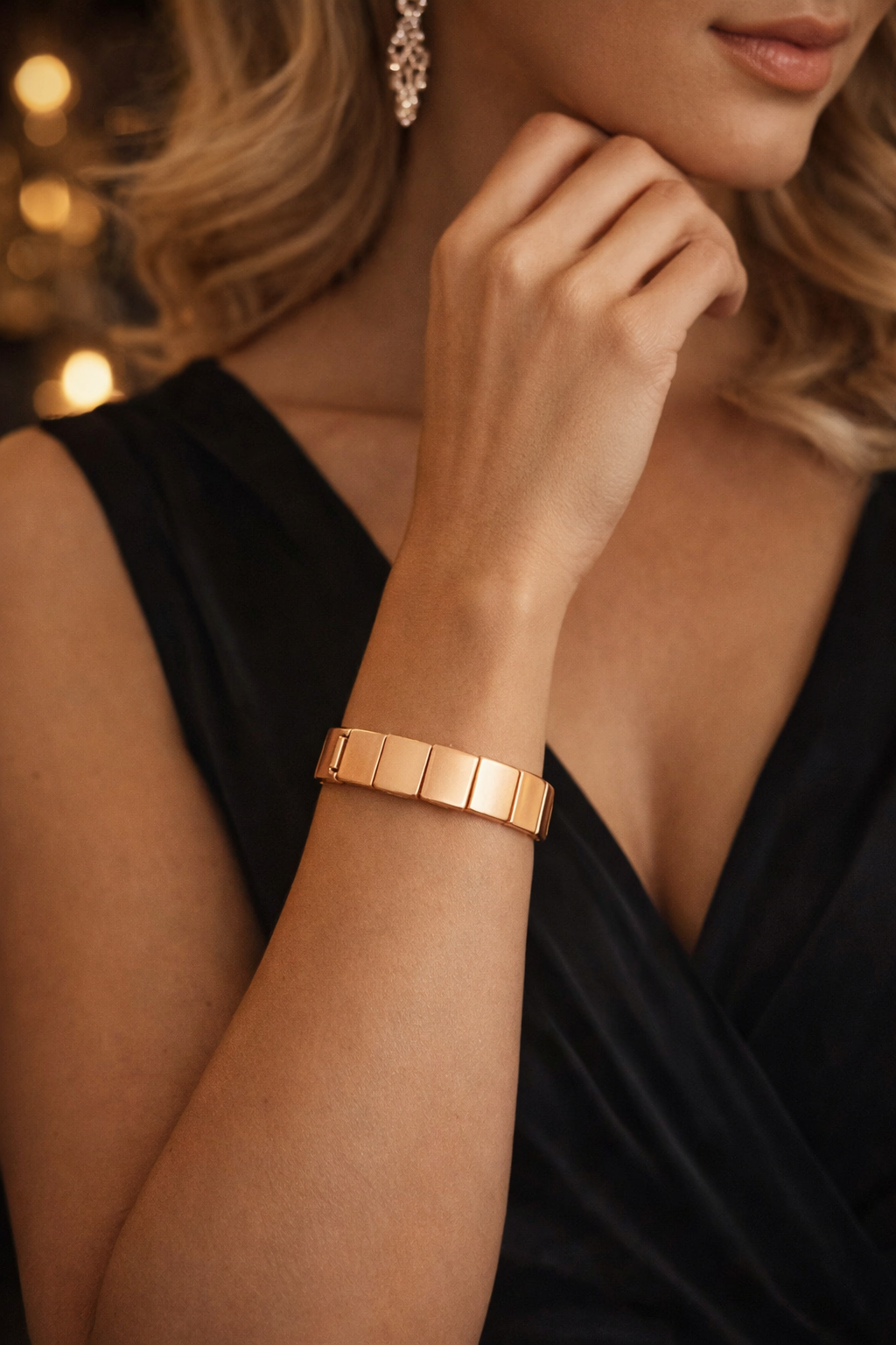 Amrband Stretch Goldfarben Schwarz kombinierbar Trend Style Modisch Nickelfrei Yehwang