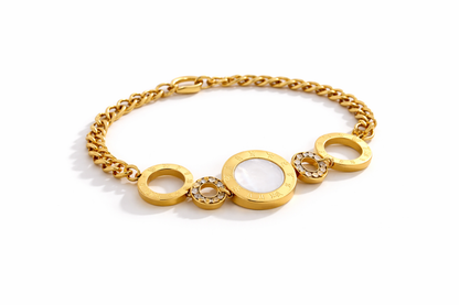 Armband Rundes Perlmutt-Medaillon-Armband  Römische Zahlen Trend Cosmos