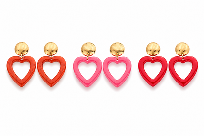 Biba Ohrringe Ohrhänger Herz Rot Orange Rosa liebe Freundschaft Valentin Romantisch (Kopie)
