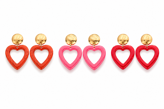 Biba Ohrringe Ohrhänger Herz Rot Orange Rosa liebe Freundschaft Valentin Romantisch
