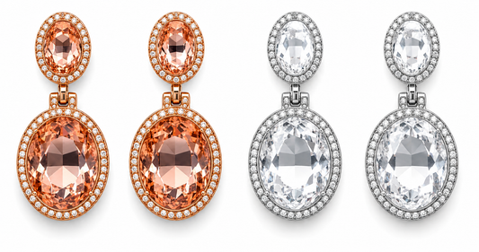 Ohrringe Ohrhänger mit Strass-Anhänger Rosa und Silberfarben Nickelfrei Michelle Bijou