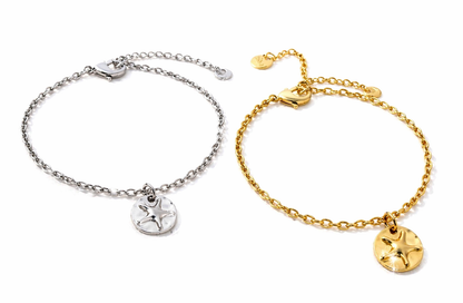 Armband Bettelarmband Matt Silberfarben Matt Goldfarbenem Seestern Biba