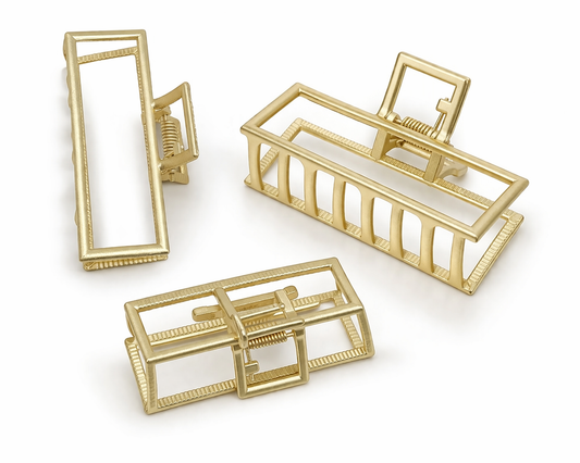 Haarklammer Haarschmuck Matt-Goldfarben, rechteckig Yehwang