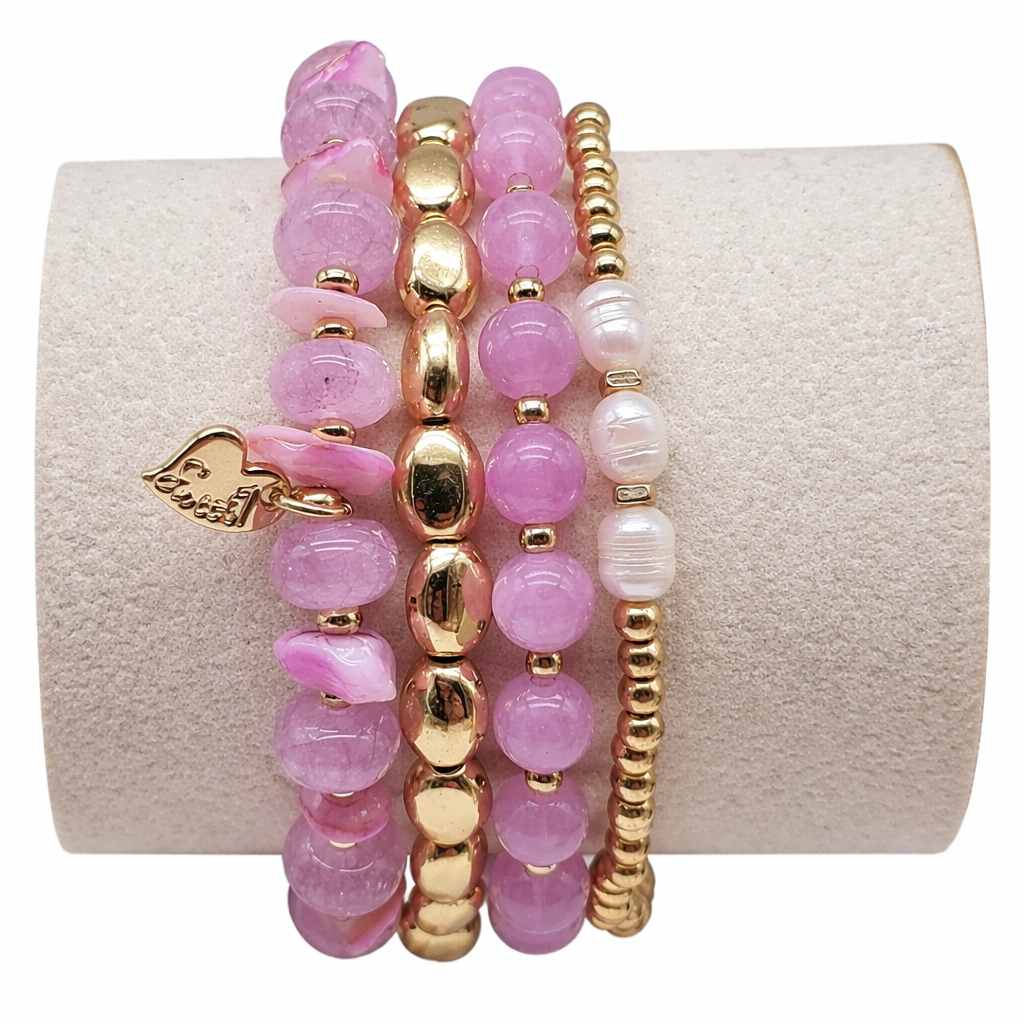 Armband-Set elastisch Rosa Gold 4 Stück Nickelfrei Sweet7