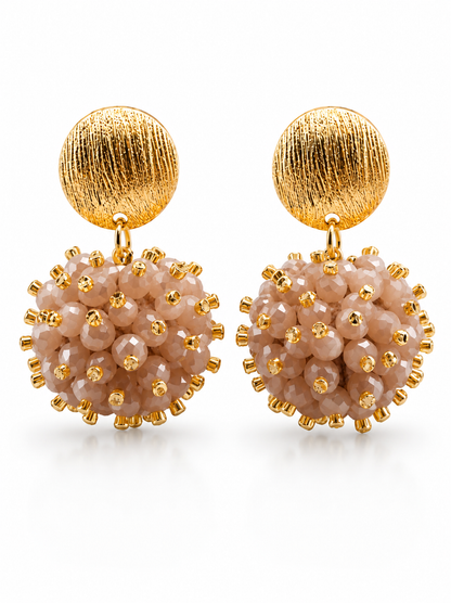Ohrringe Ohrhänger in Beige hell- & dunkel Purple Crystal Beads Michelle Bijou