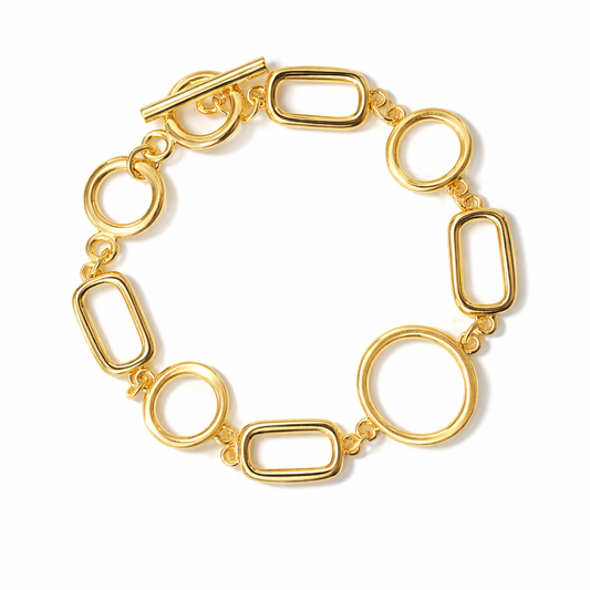 Armband Kreise Rechtecke Gold Kette 21 cm Nickelfrei Kombinierbar Amorino