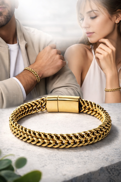 Armband Antik Gold Breites Gliederarmband mit Magnetverschluss 19,5 oder 20,5 cm Biba