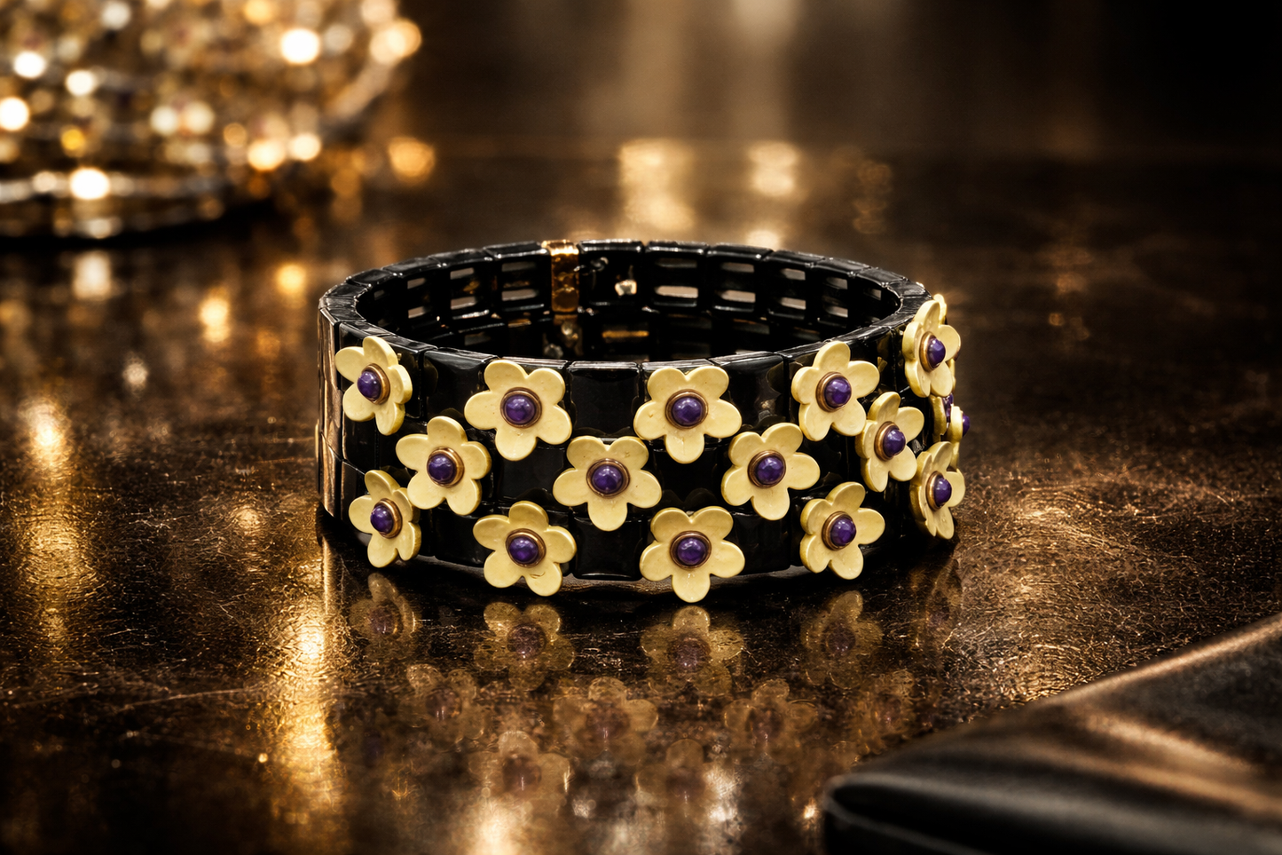Armband Nickelfrei 3er set stretch elastisch schwarz daisy blumen froh glück geschenk Ardoné