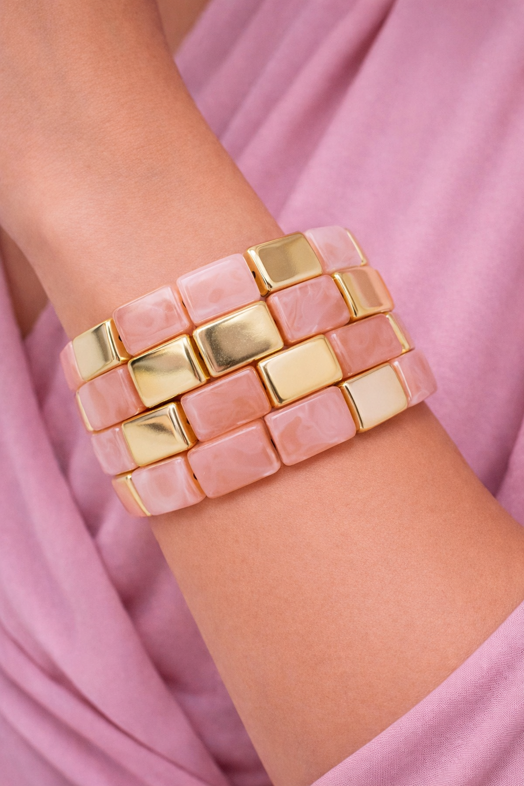 Armband Stretch Goldfarben Blassrosa Weiß Hellblau Hellgrün Beige Schwarz Nickelfrei