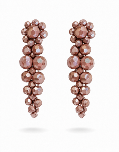 Biba Ohrhänger Crystal-Steinchen Bronze Taupe Rot Elegant Chic