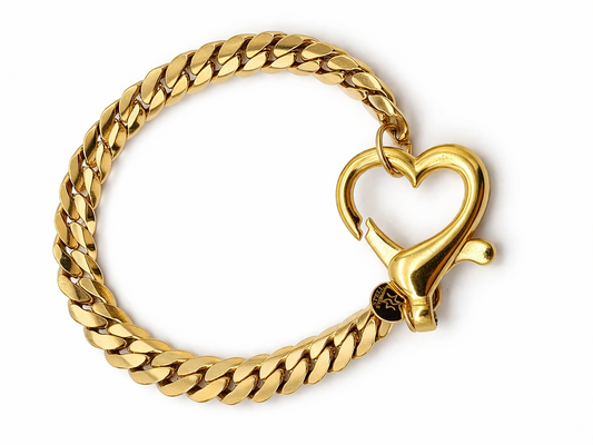 Armband Goldfarben Herz Gliederarmband Herz Verschluss 17 cm Michelle Bijou