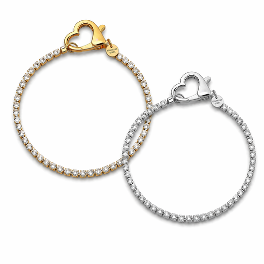 Armband Strass Tennisarmband Herz Trend Goldfarben Silberfarben Michelle Bijou