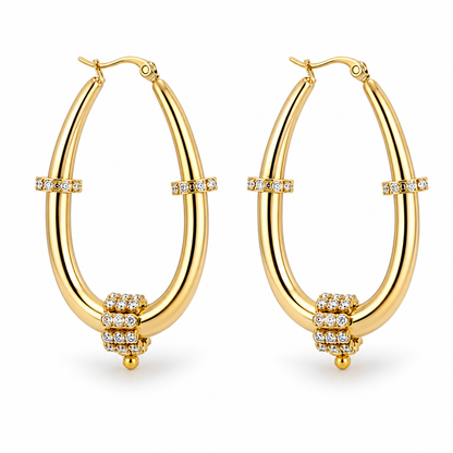 Ohrringe Creolen Oval Silber- & Goldfarben Strass Verzierungen Michelle Bijou