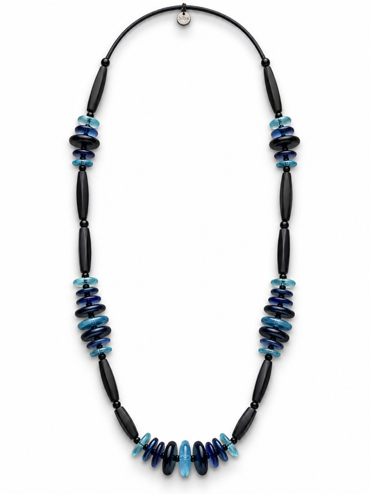 Halskette lang Resin Blau Schwarz verspielt Jeans sportlich Nickelfrei Biba