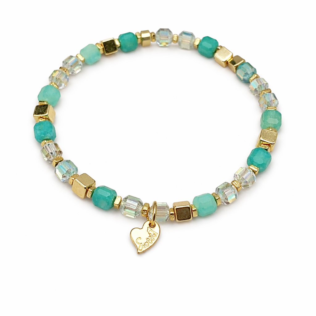 Armband elastisch Jade hellgrün türkis Gold Grün Nickelfrei Sweet7
