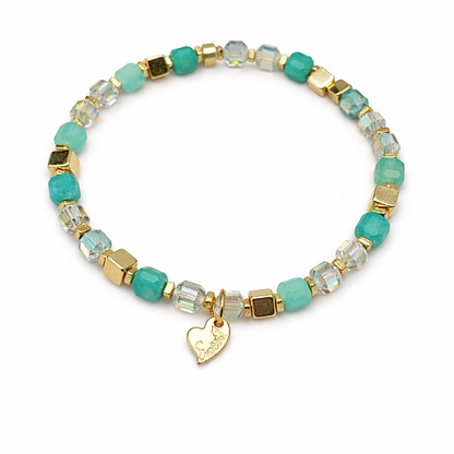 Armband elastisch Jade hellgrün türkis Gold Grün Nickelfrei Sweet7