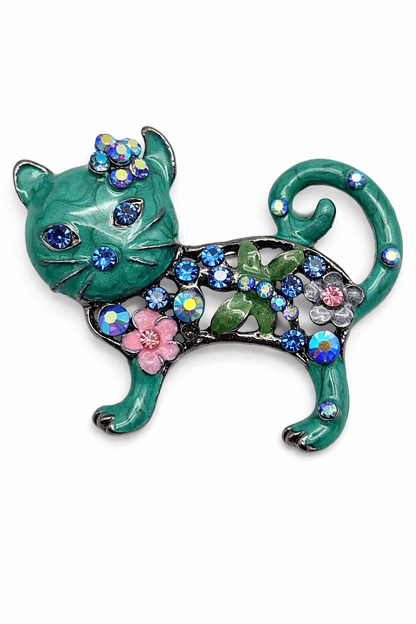 Brosche Katzen Bunt Elegant Perle Mode Anstecknadel Kitten Haustier