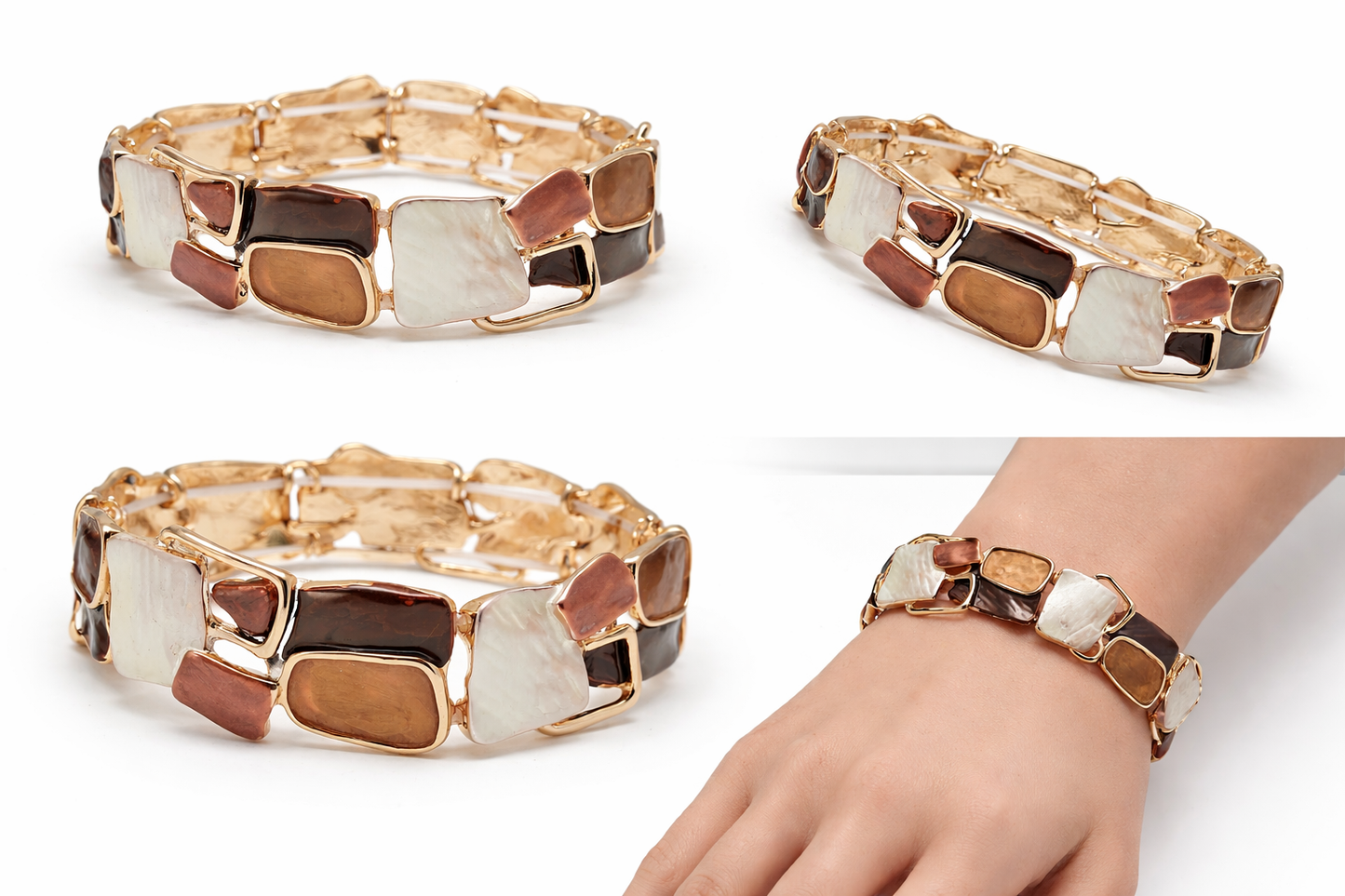 Armband elastisch Lila Kaffee Emaille nickelfrei Geschenk blau Braun schwarz Amorino