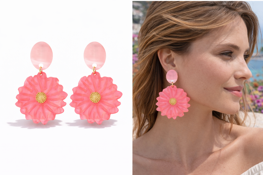 Ohrhänger "Ibiza Flowers" Biba Nickelfrei Rosa Creme Trend 2026