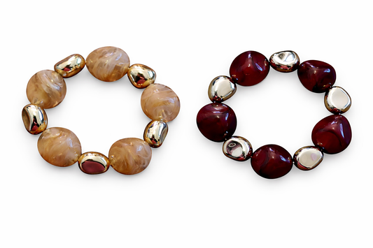 Armband elastisch Goldfarben Beige Burgund Bordeaux nickelfrei Trend WAUW