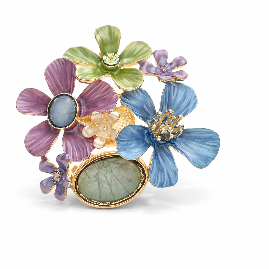 Brosche Blumen Blau Türkis Rosa Magnet Anstecknadel Trend 2026