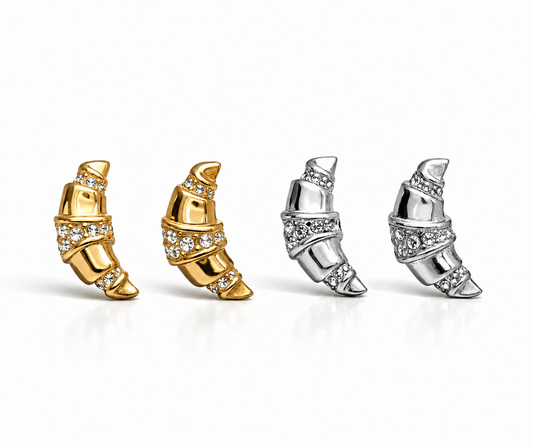 Ohrstecker Croissant Silber- Goldfarben Nickelfrei Ohrringe Paris Liebe Yehwang