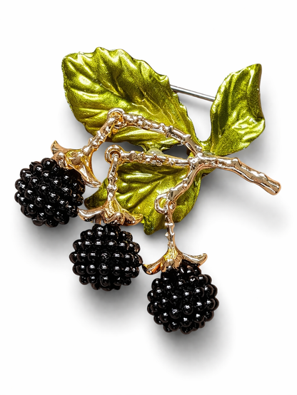 Brosche Obst Ananas Kirsche Brombeere Trauben Anstecknadel