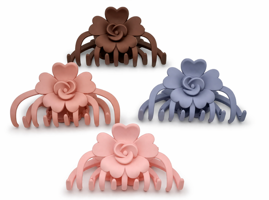 Haarklammer Haarschmuck Blume Braun Jeans Rosa Altrosa Yehwang