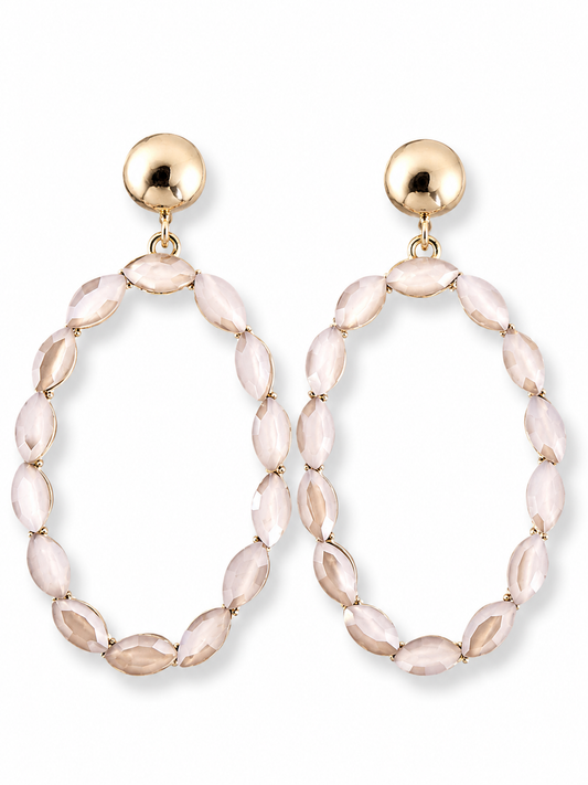 Ohrringe Orhänger Gold  Beigefarbenen Cat-Eye Stones Nickelfrei Oval Sweet7
