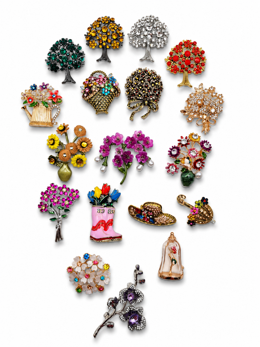Brosche Blumen Lebensbaum Sonnenblumen Tulpen Biedemeier