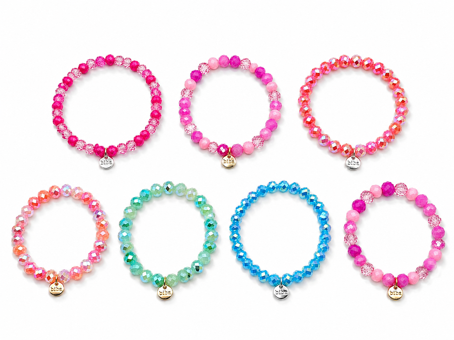 Biba Armband elastisch Crystal Perlen in bunte Farben, ideal zum Kombinieren