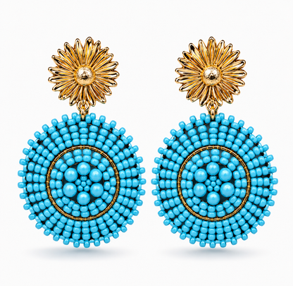 Ohrhänger Happy Sunshine Ohrringe Hellblau Orange Mandala nickelfrei happy Yehwang