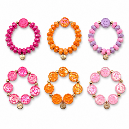 Armband Smiley elastisch bunte Süßigkeiten Candy Biba Rosa Pink Orange Lila