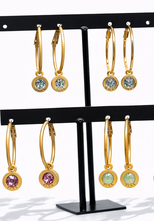 Biba Creolen Strass-Anhänger Mat Gold-Glänzend Gold Ohrhänger Strass