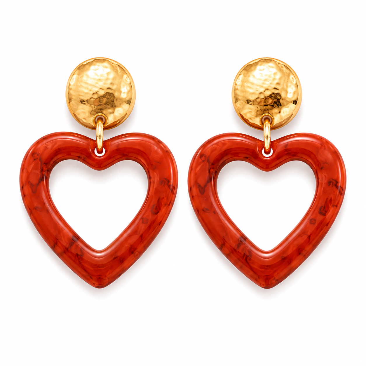 Biba Ohrringe Ohrhänger Herz Rot Orange Rosa liebe Freundschaft Valentin Romantisch
