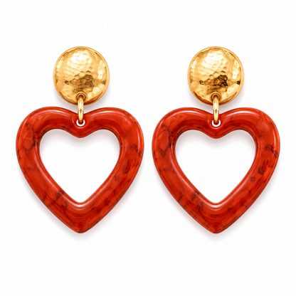 Biba Ohrringe Ohrhänger Herz Rot Orange Rosa liebe Freundschaft Valentin Romantisch