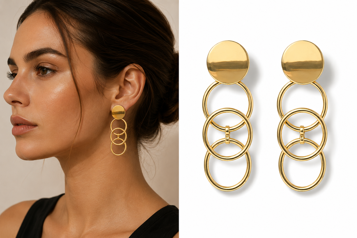 Ohrhänger Goldfarben Ringe Kreise Nickelfrei Ohrringe Biba