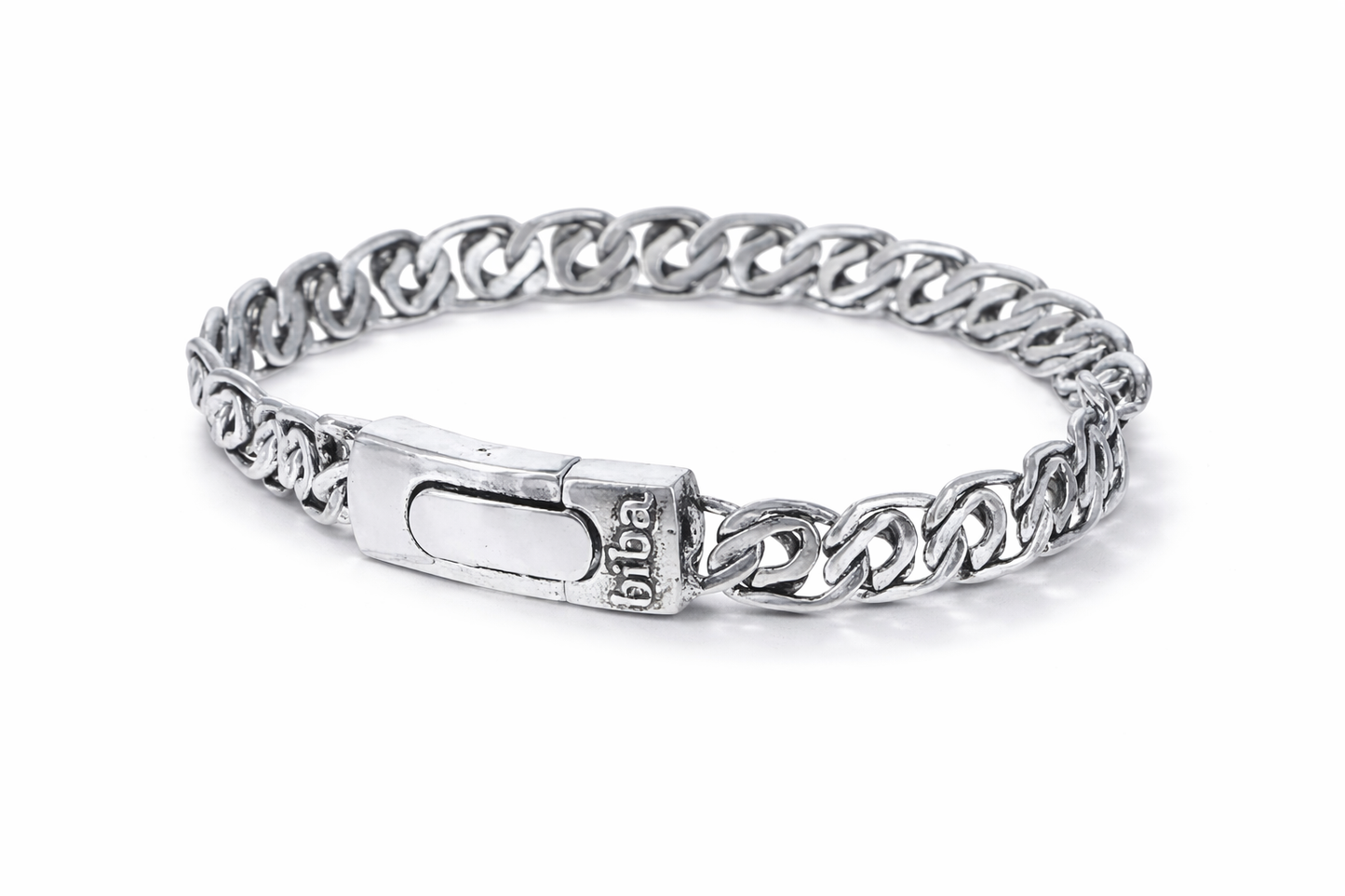 Armband Antik Silberfarben mit auffälligen Gliedern Unisex Nickelfrei Biba