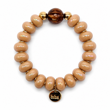 Armband Elastisch Perlen Urlaub Strand rosa Kugel nickelfrei Biba Beige