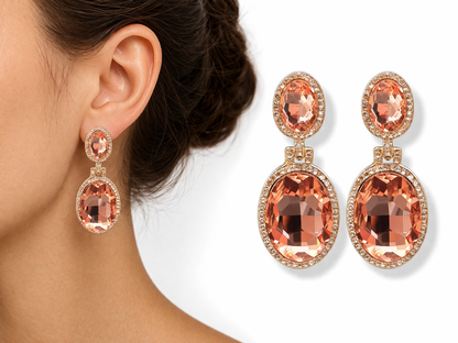 Ohrringe Ohrhänger mit Strass-Anhänger Rosa und Silberfarben Nickelfrei Michelle Bijou