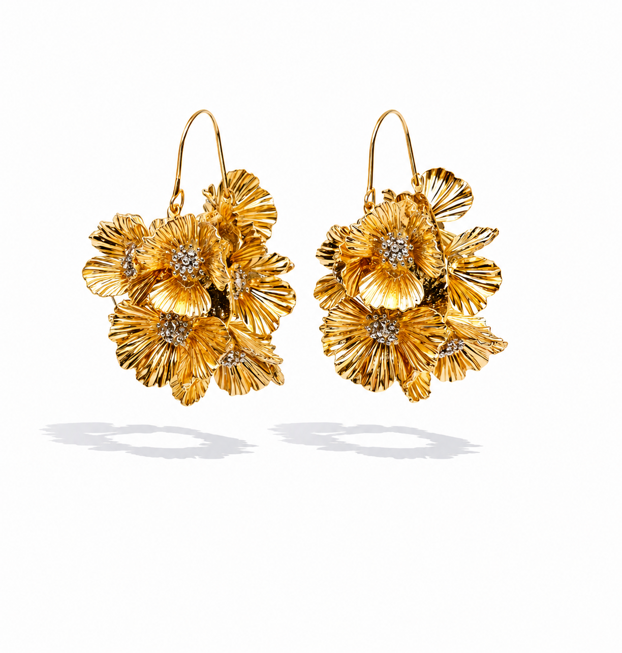 Creolen groß Goldfarben Blumen silberfarben nickelfrei Statement Yehwang