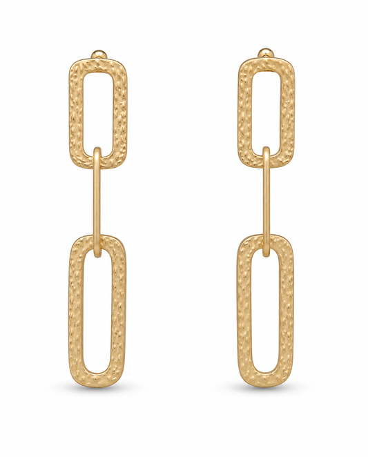 Ohrringe Ohrhänger Matt goldene Glieder Relief Nickelfrei Sweet7 elegant