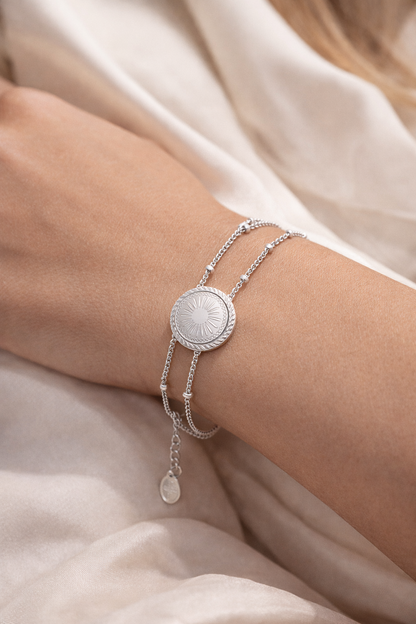 Armband Doppelgliedarmband Münze Silberfarben Nickelfrei elegant Yehwang