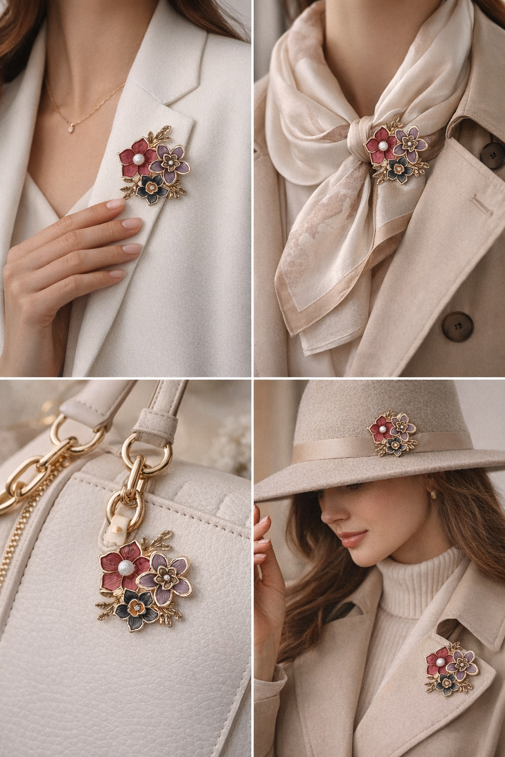 Brosche Emaillierte Blumenstrauß Modeschmuck Anstecknadel Magnet Amorino