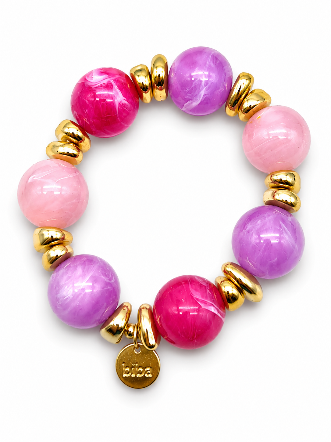 Armband Farben Treasures Space Beads elastisch Nickelfrei Biba Goldfarben